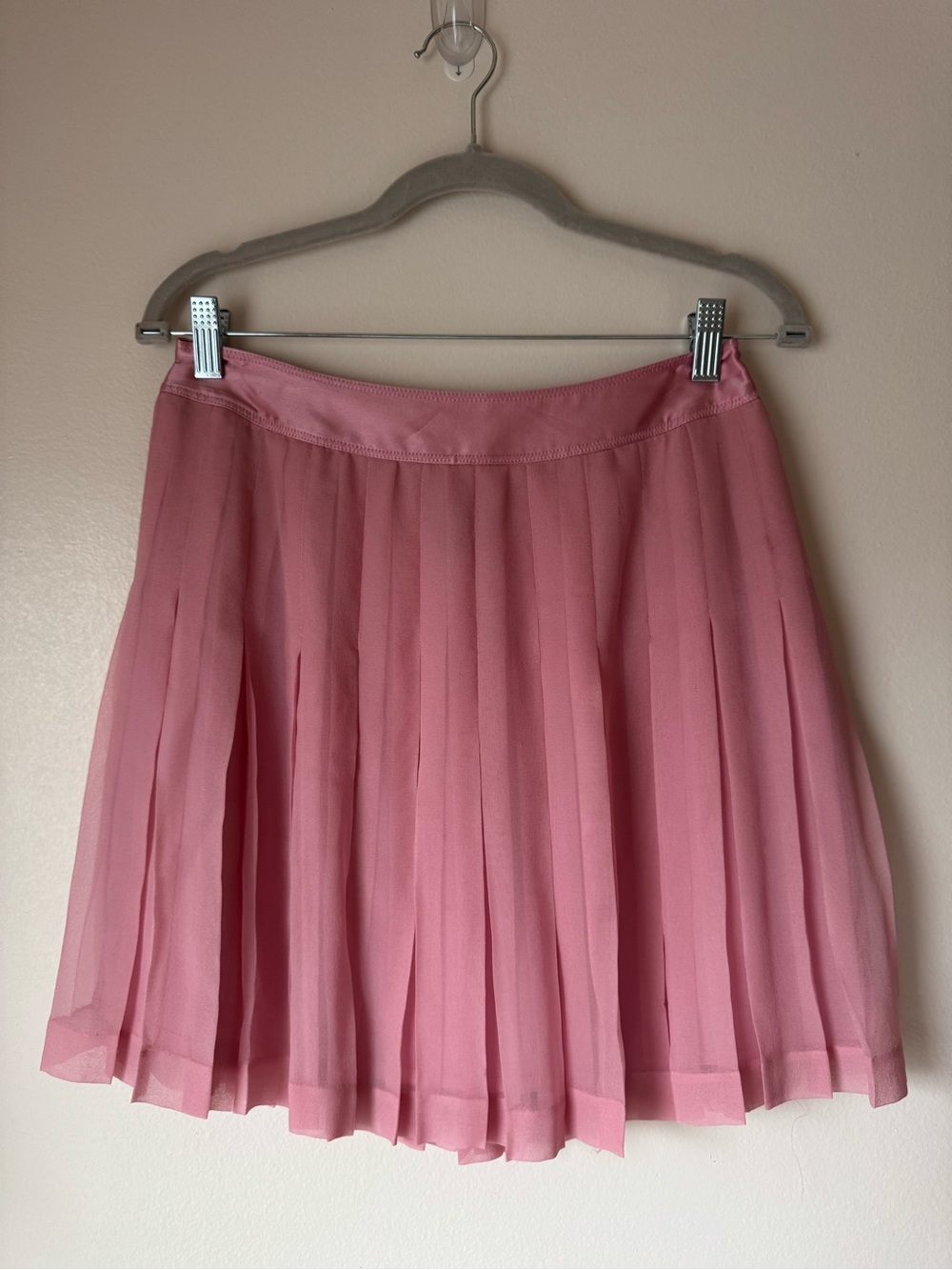 Boston Proper Pleated Pink Chiffon Skirt 100% Silk